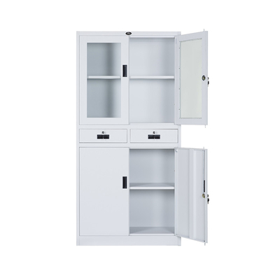 Steel Glass Door Filing Cabinet With Two Drawers 0.6mm Thickness