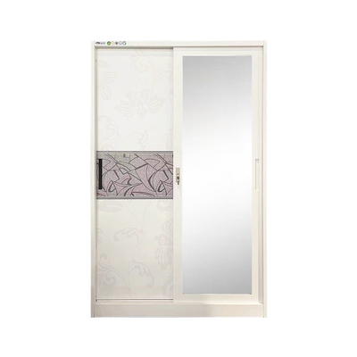 Home Two Door Steel Wardrobe With Mirror KD Structure   Wear Resistance