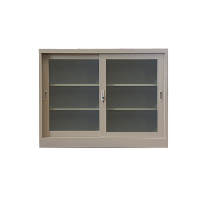 Metal Sliding Glass Door File Cabinet KD Structure Lockable