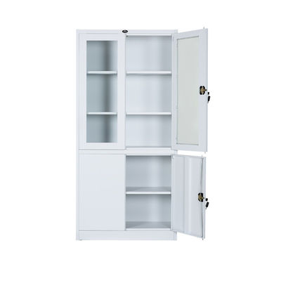 Office Two Door Metal File Cabinet Glass Electrostastic Powder Coating