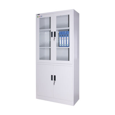 Office Two Door Metal File Cabinet Glass Electrostastic Powder Coating