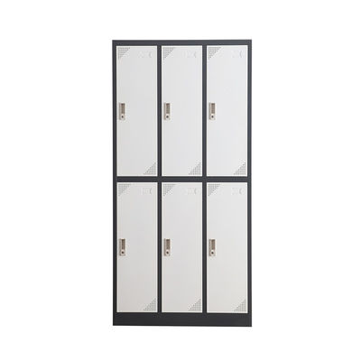 RAL Color Metal Gym Lockers With Cam Handle Lock 6 Door Metal Wardrobe Lockers
