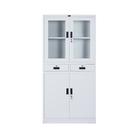 0.6mm Glass Door Filing Cabinet With Adjustable Shelf And Two Drawers