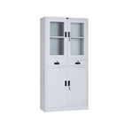 0.6mm Glass Door Filing Cabinet With Adjustable Shelf And Two Drawers