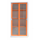 Metal Bookshelf Steel Office Furniture Storage Cabinet With Glass Doors