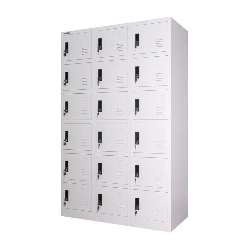 18 Doors White Metal Lockers Cold Rolled Steel Plate Material