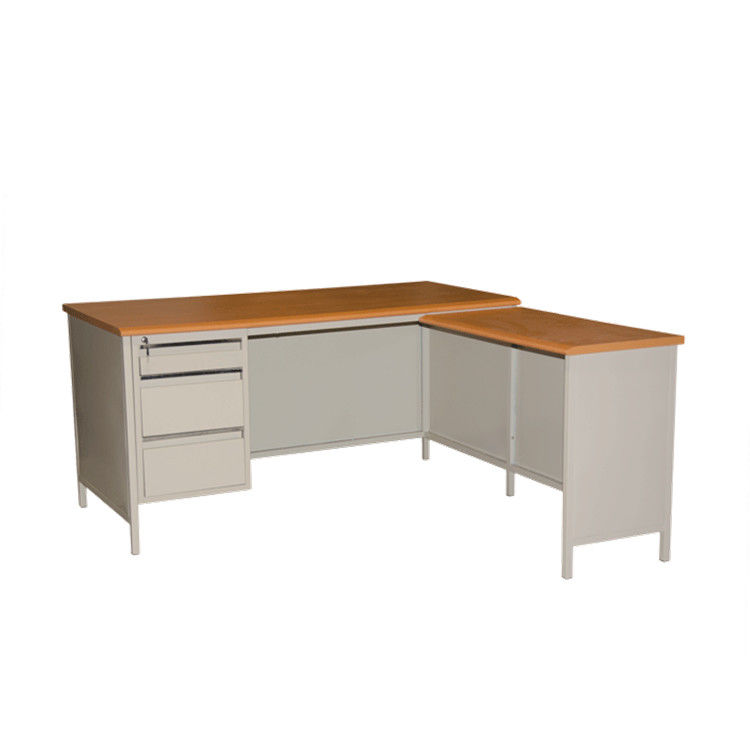 Modern MDF Board L Shaped Office Desk Three Drawer Office Desk