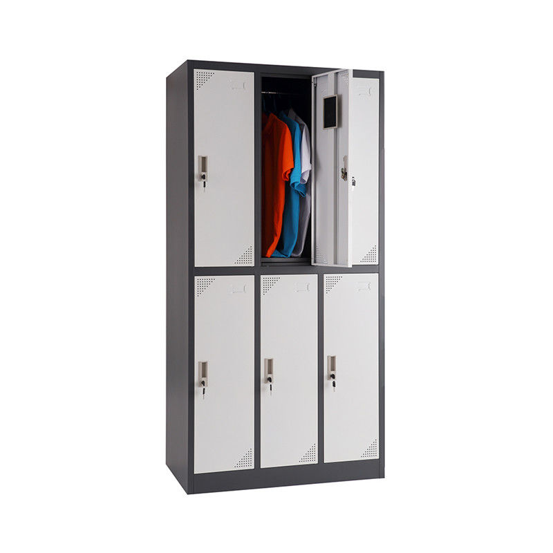 RAL Color Metal Gym Lockers With Cam Handle Lock 6 Door Metal Wardrobe Lockers