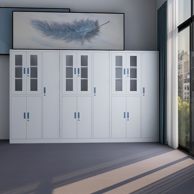Power Coating Wall Cabinet With Glass Doors Modular Closet Locker